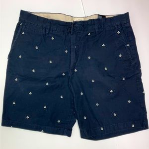 Men's H&M Bermuda shorts, navy blue with white anchor print, size 34